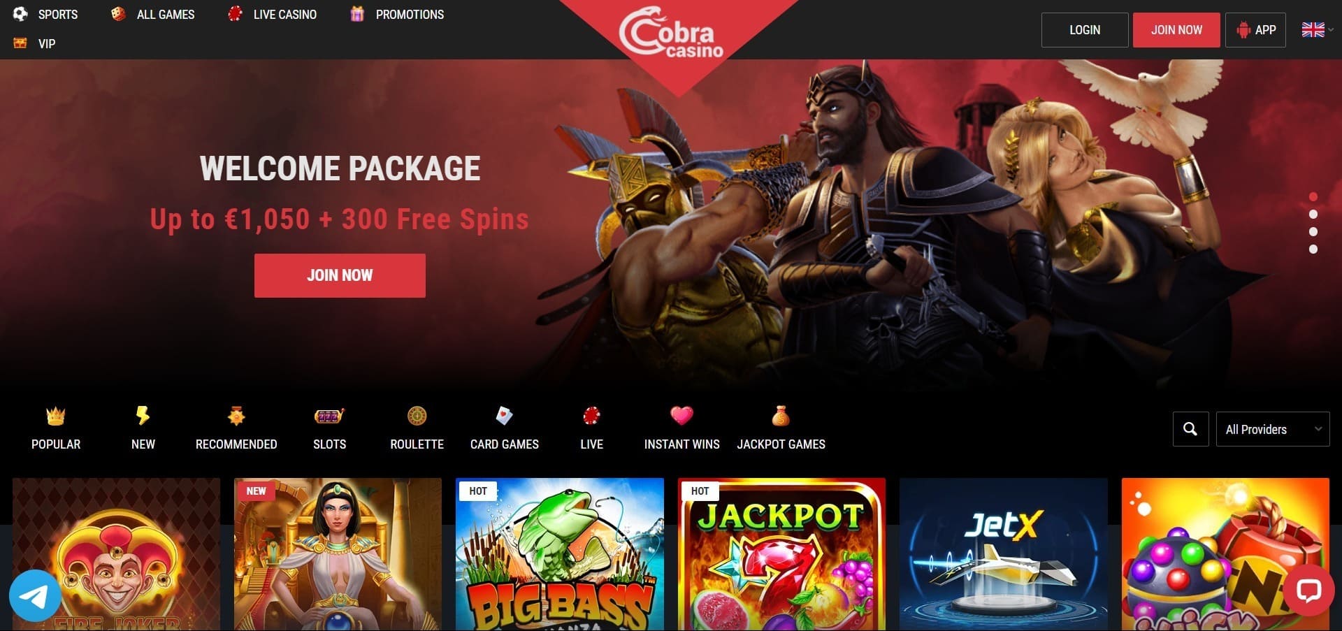 Επίσημος ιστότοπος της Cobra casino