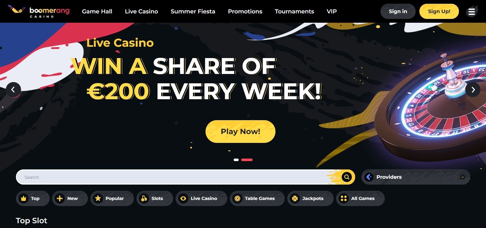 Επίσημος ιστότοπος της Boomerang Casino